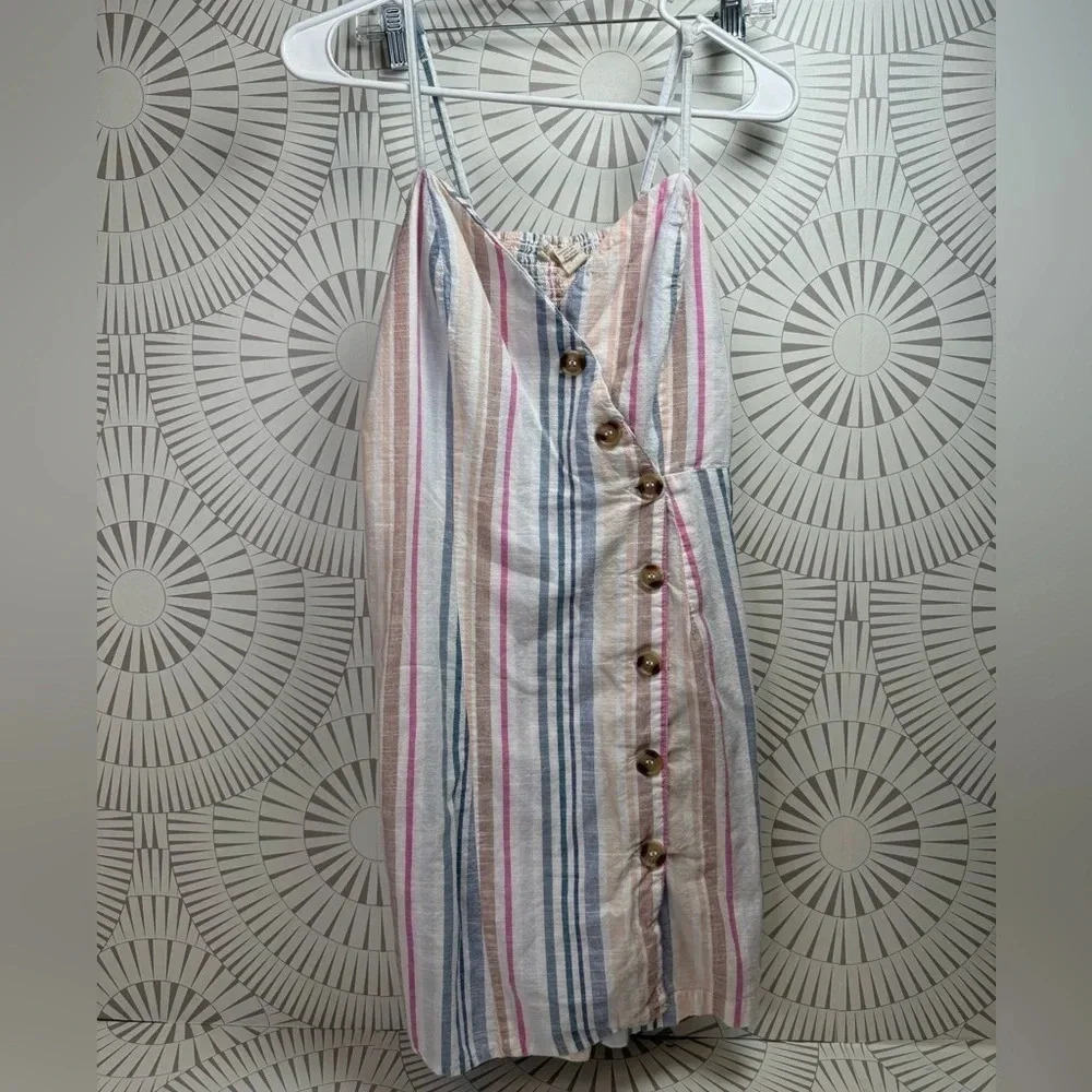 Japna White Stripes Faux Button Sleeveless Romper Size Large
